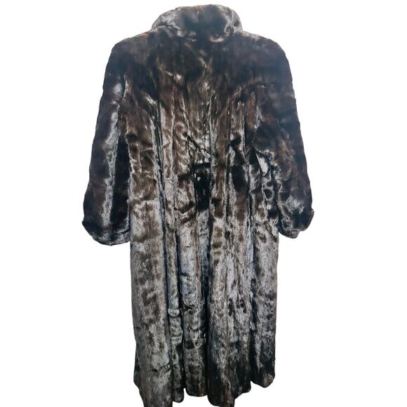 Revillon Paris Brown Black Vintage 70s Genuine Mink Fur Full Length Coat - Picture 5 of 14